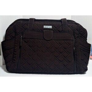 VERA BRADLEY CHOCOLATE MOCHACCINO QUILTED PATTERN DIAPER BAG TOTE W PAD
